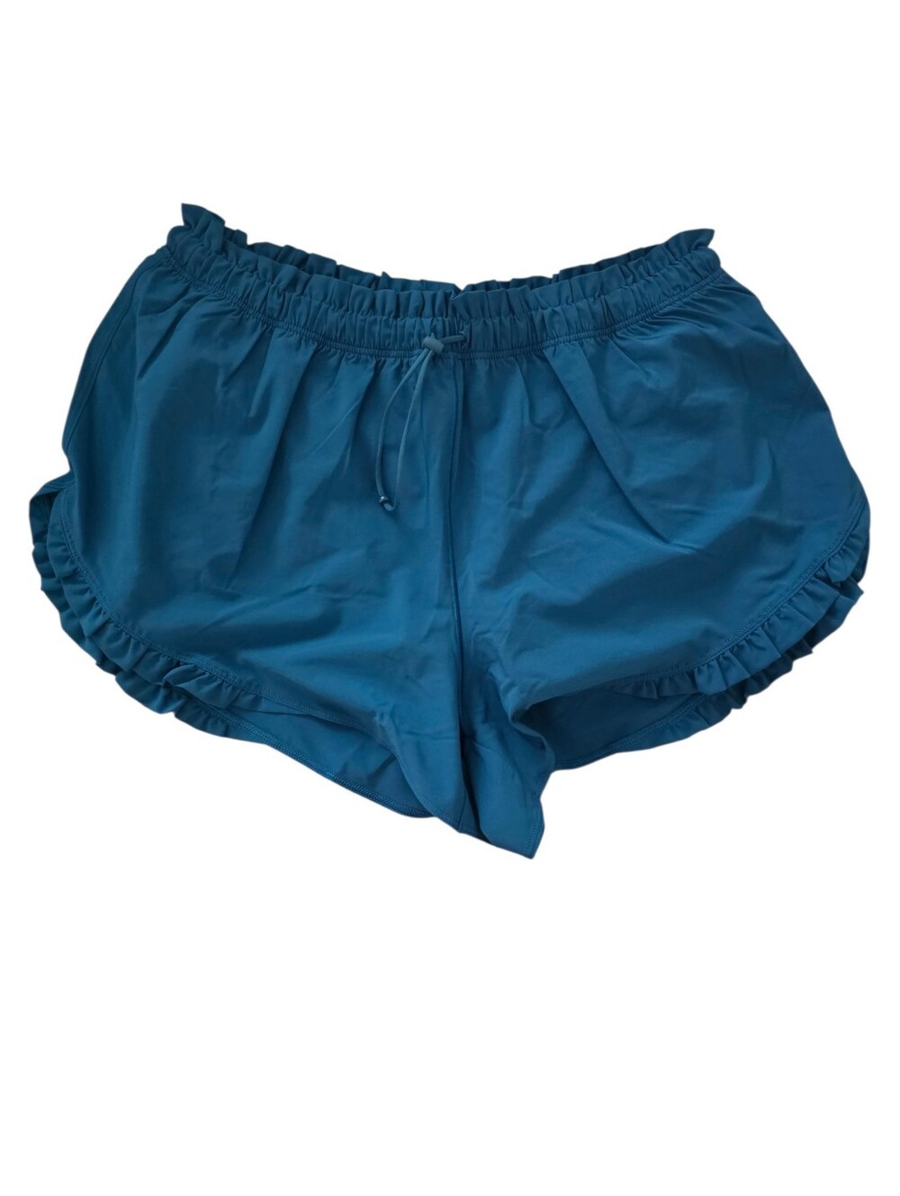 NWT AERIE Teal Ruffle Hem Drawstring Athletic Shorts